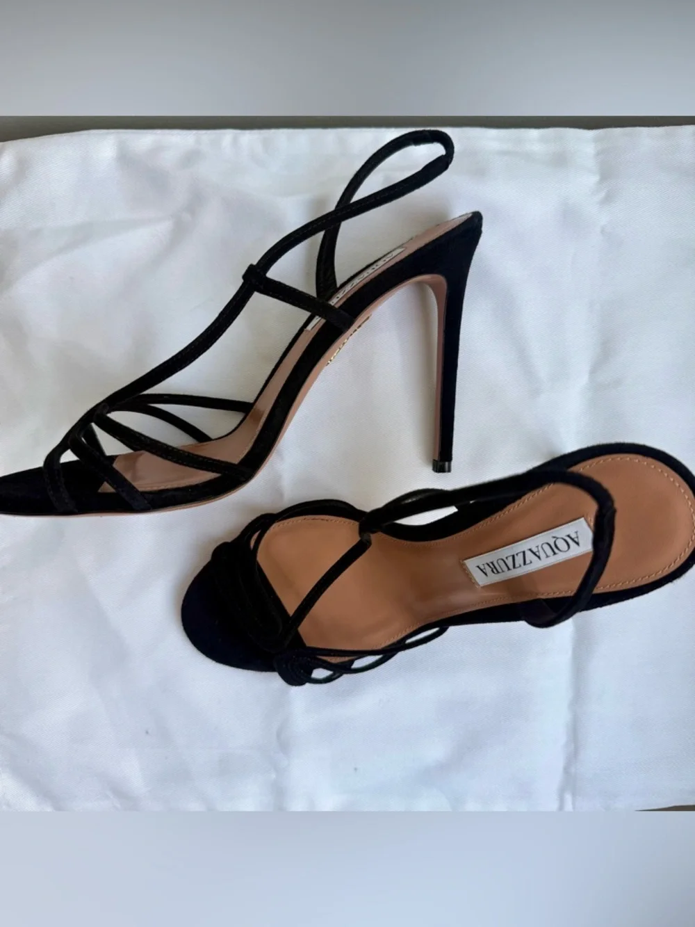 Aquazzura Talk To Me 105 Black Suede Stiletto Sandal - great condition, size 39 - Picture 2 of 13